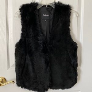 Madewell black faux fur vest.